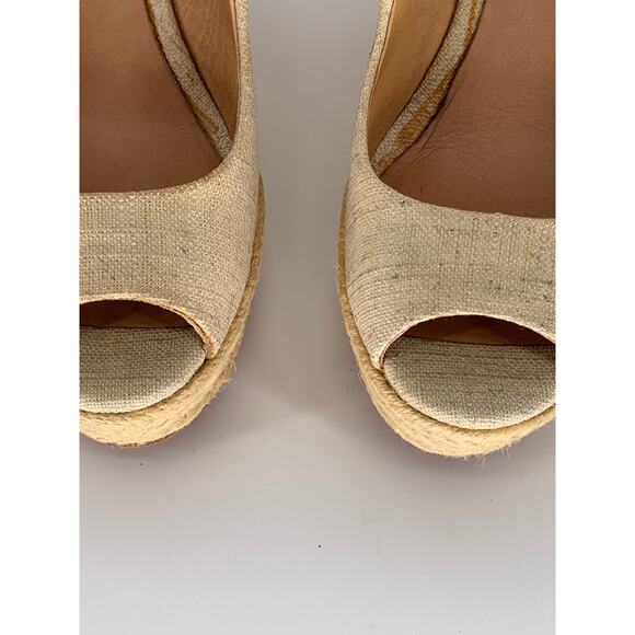 COACH Women's Beige Milan Peep-Toe Canvas Espadrille Wedge Platform Heels SZ 6B - Picture 6 of 12